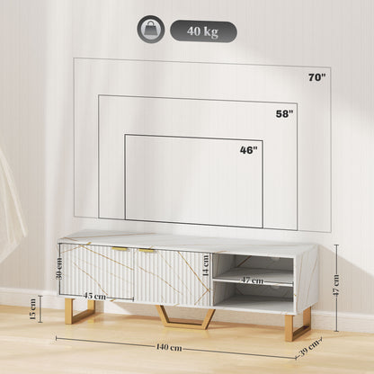 TV Unit, TV Stand Cabinet with Shelves and Storage Cupboard, White