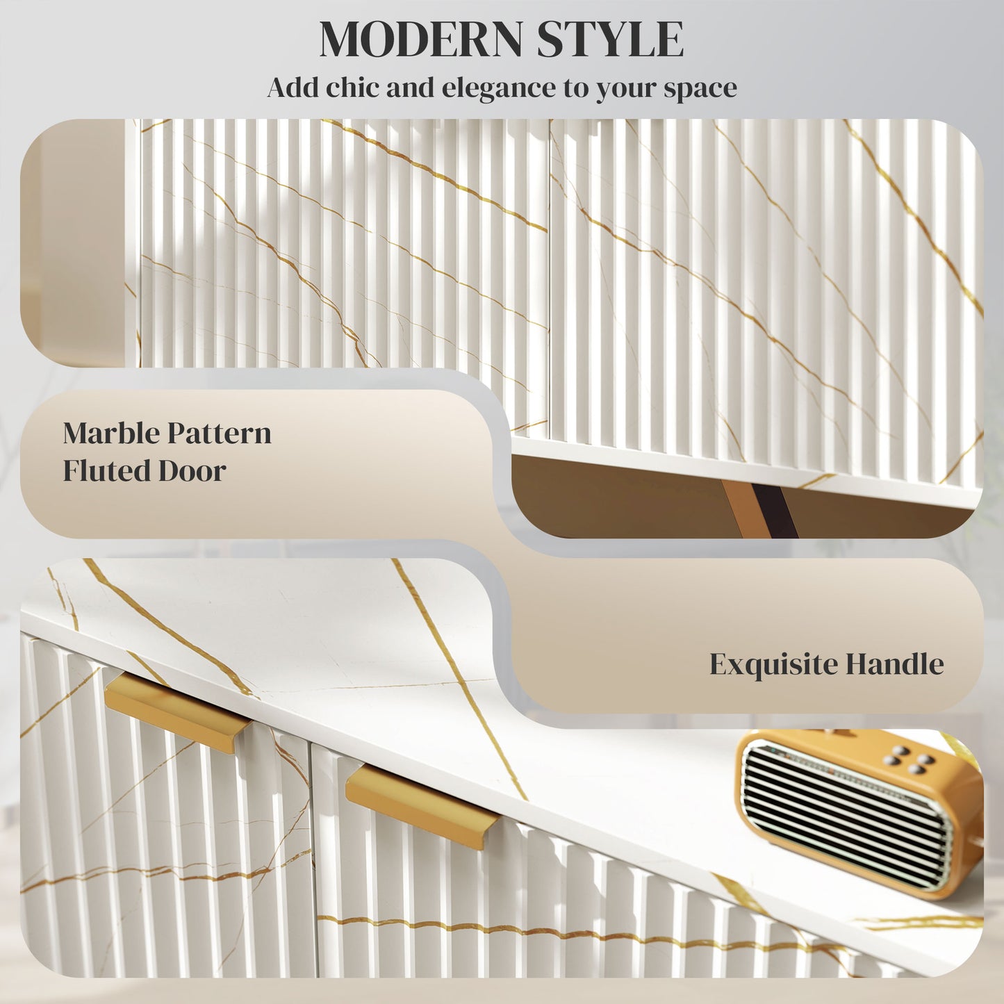 TV Unit, TV Stand Cabinet with Shelves and Storage Cupboard, White