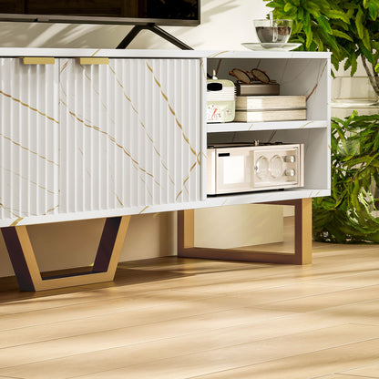 TV Unit, TV Stand Cabinet with Shelves and Storage Cupboard, White