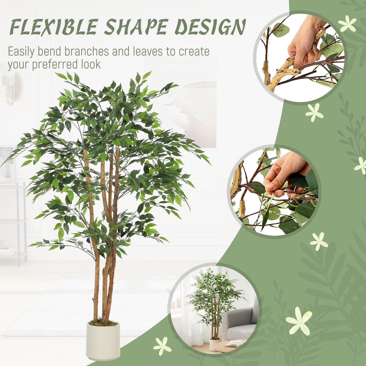 150cm Artificial Ficus Tree, Faux Plant for Home Decor