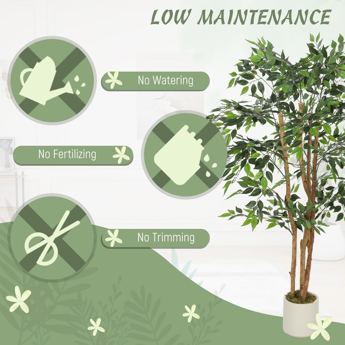 150cm Artificial Ficus Tree, Faux Plant for Home Decor