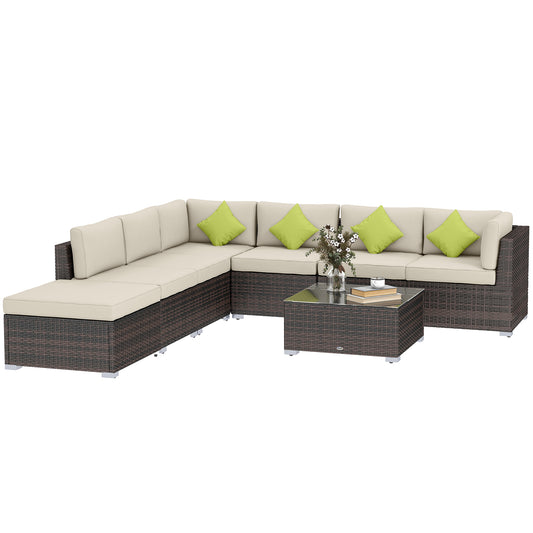 8pc Rattan Sofa Garden Furniture Aluminium Outdoor Patio Set Brown