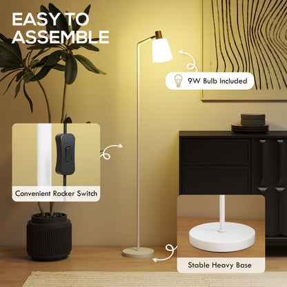Floor Lamp with 350° Rotatable Head, Modern Standing Lamp with 3000K/4000K/6500K Colour Temperatures for Living Room Office, White