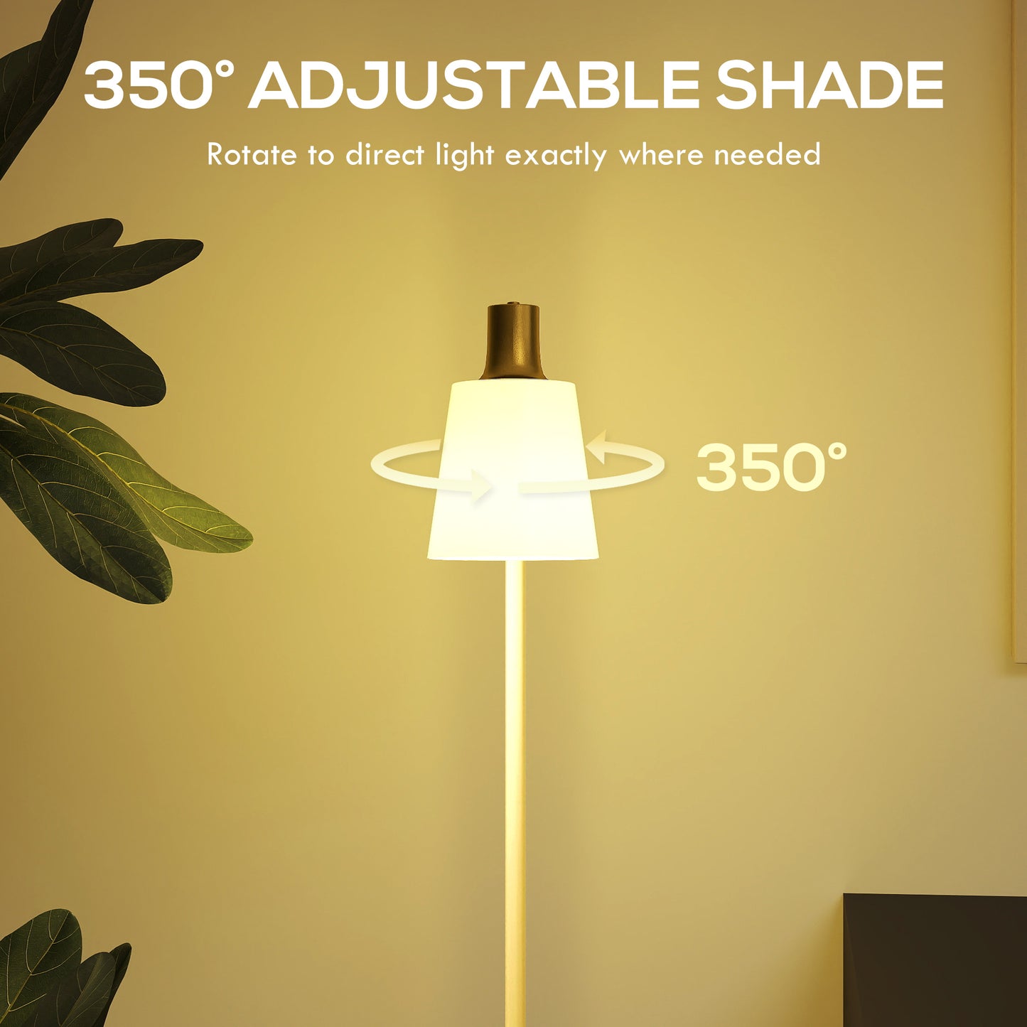 Floor Lamp with 350° Rotatable Head, Modern Standing Lamp with 3000K/4000K/6500K Colour Temperatures for Living Room Office, White