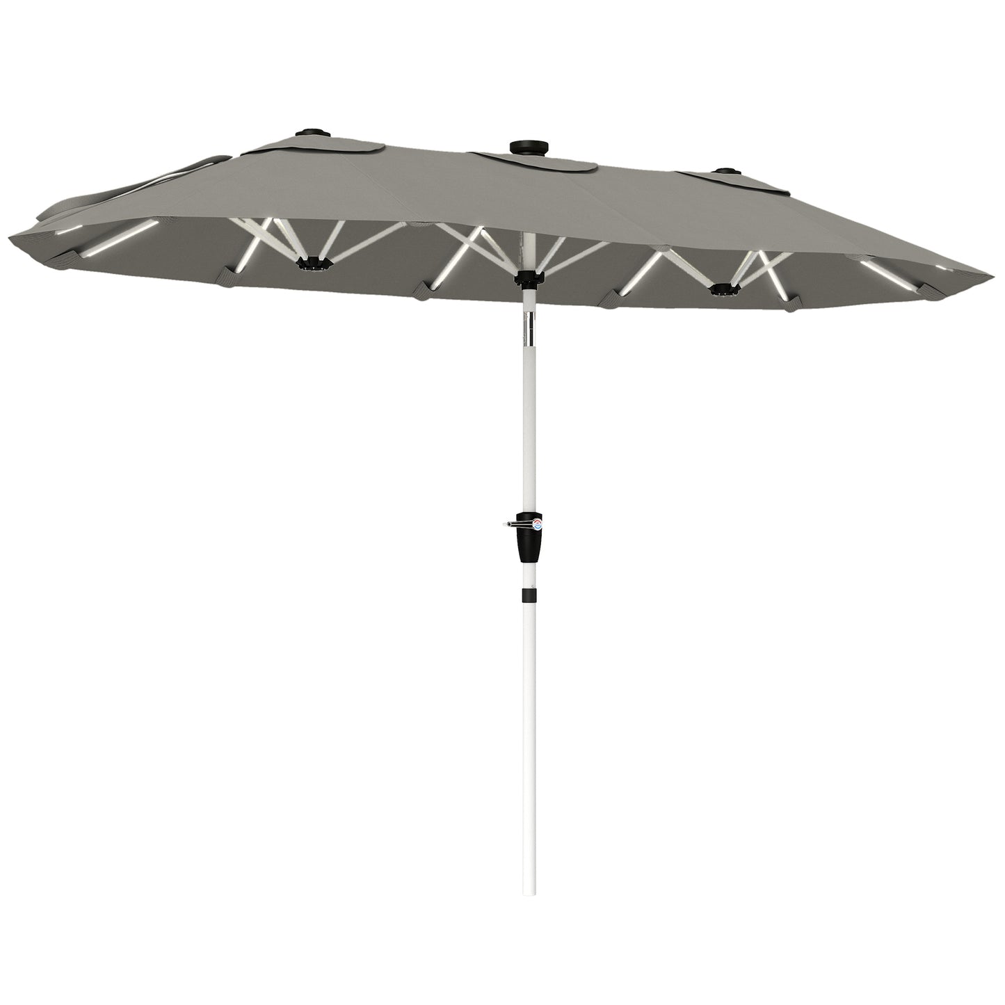 3 m Double-Sided Garden Parasol with Solar Lights, Grey