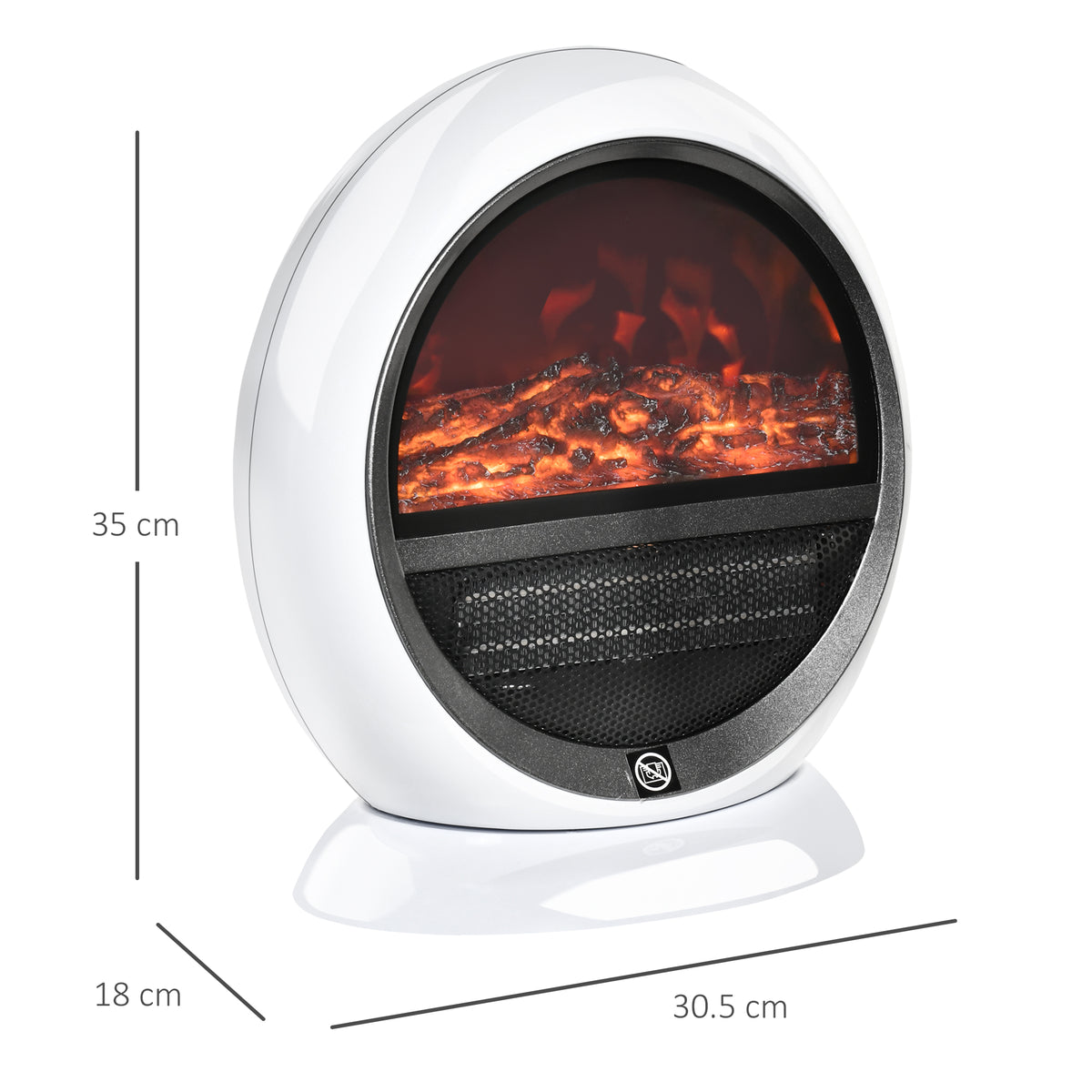 Table Top Electric Fireplace Heater W/ LED Flame Rotatable Head White