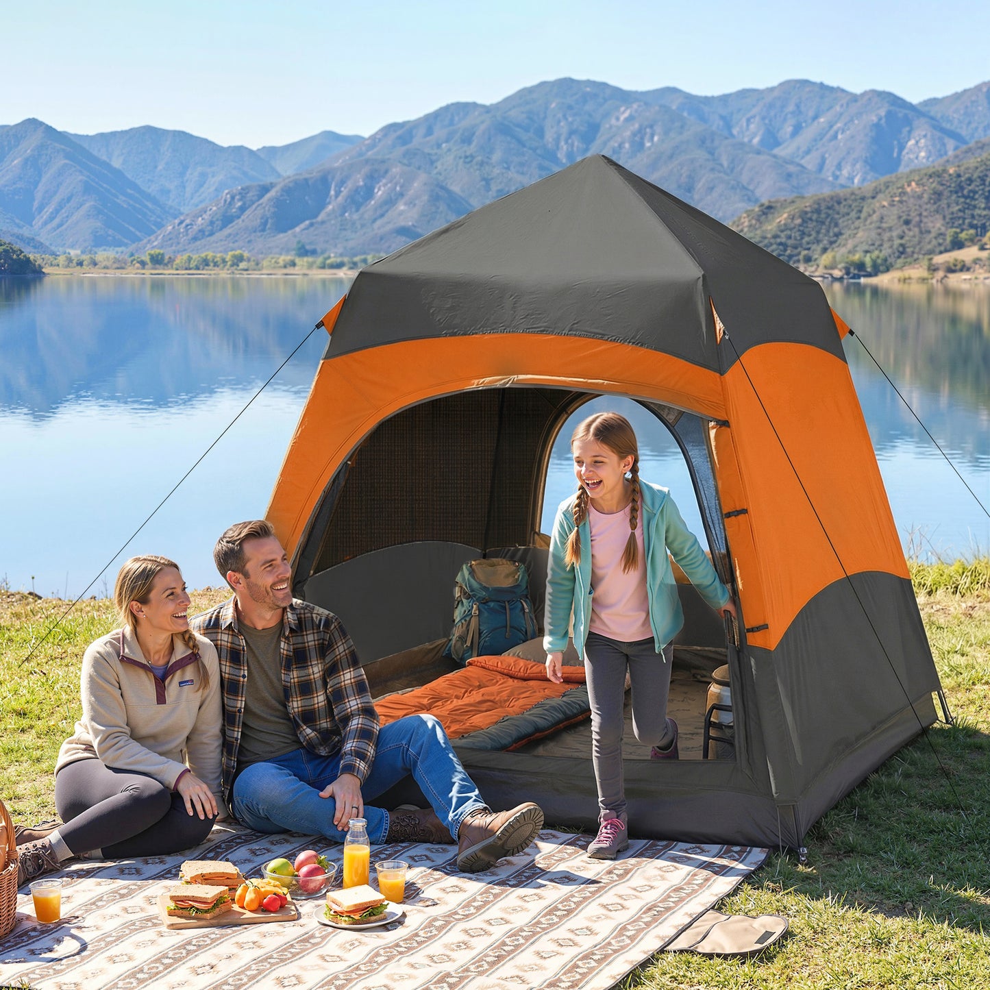 Double Layer Pop Up Tent with Rainfly, Portable Camping Shelter