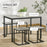 Dining Table and Chairs Set for 4 People, Concrete Effect Kitchen Table and Bench Set with Steel Frame, 4 Piece Dining Room Sets, Grey