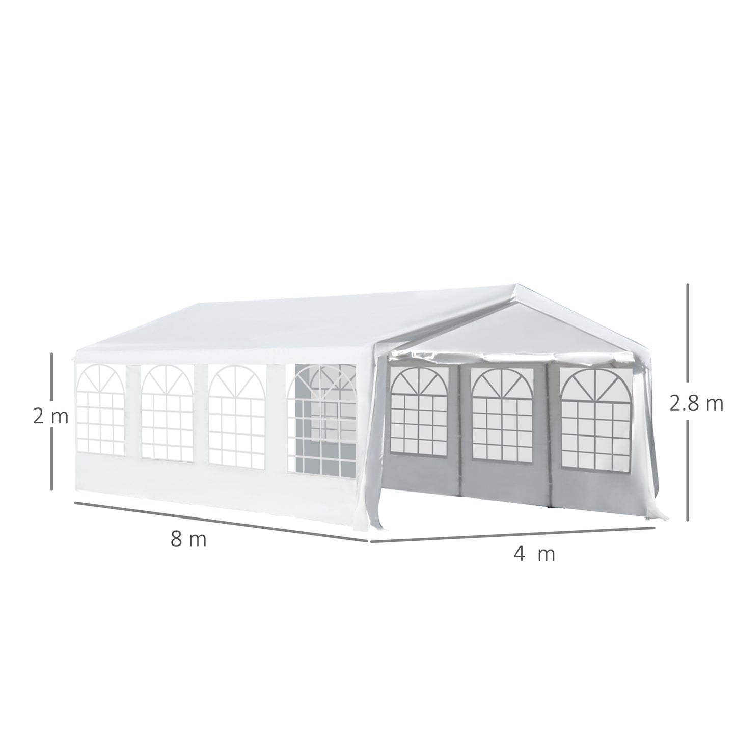 Outsunny 8m x 4m Garden Gazebo Marquee Party Tent Wedding Portable Garage Carport Event shelter Car Canopy Outdoor Heavy Duty Steel Frame Waterproof Rot Resistant