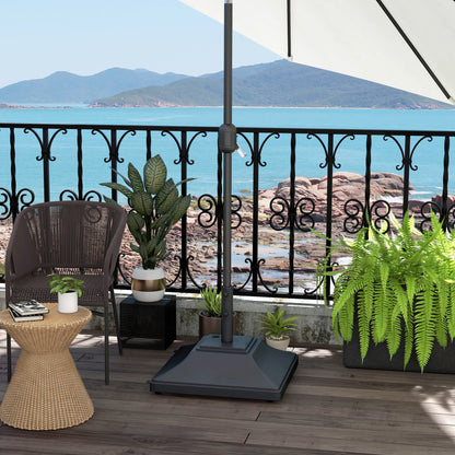 60kg Square Parasol Base with Wheels, 38mm, 48mm Heavy Duty Plastic Umbrella Stand, Fillable Parasol Stand for Outdoor Patio Umbrella, Black