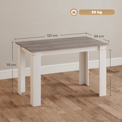 Dining Table for 4-6 People, Wood Effect Tabletop, Grey