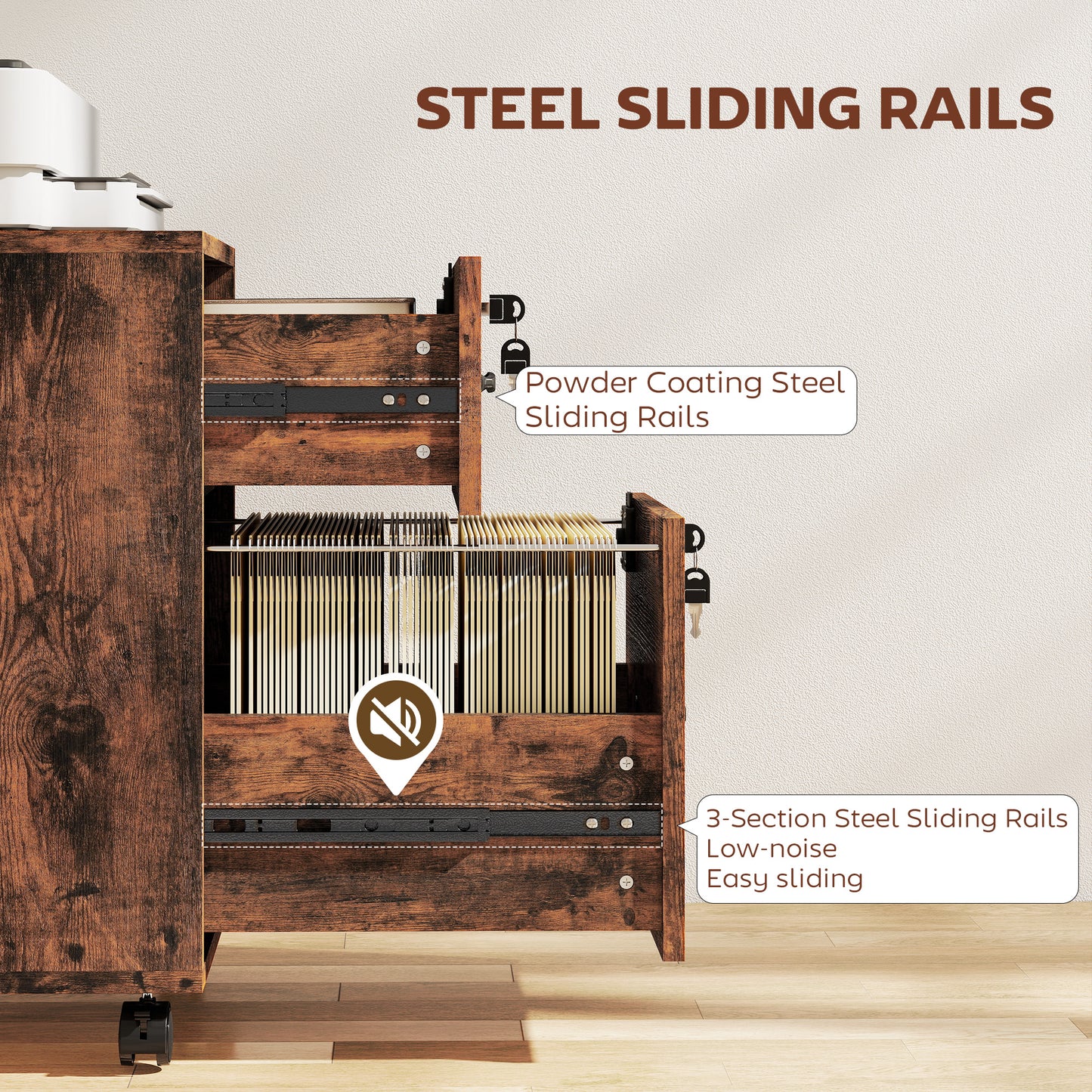 Vintage Sideboard Cabinet with 3 Chevron Doors, Natural Wood Finish