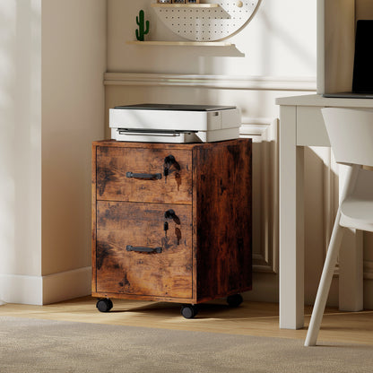 Roll File Cabinet with Drawer, Organiser Letter Size, Rustic Brown