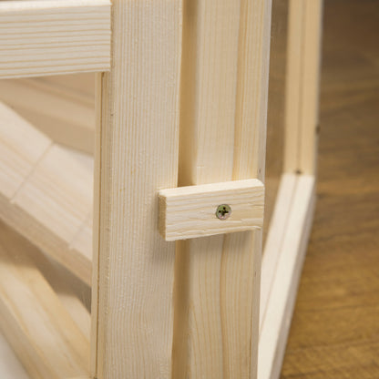 Wooden Large Hamster Cage Small Animal Exercise Play House 3 Tier with Sliding Tray, Seesaws, Water Bottle, Natural