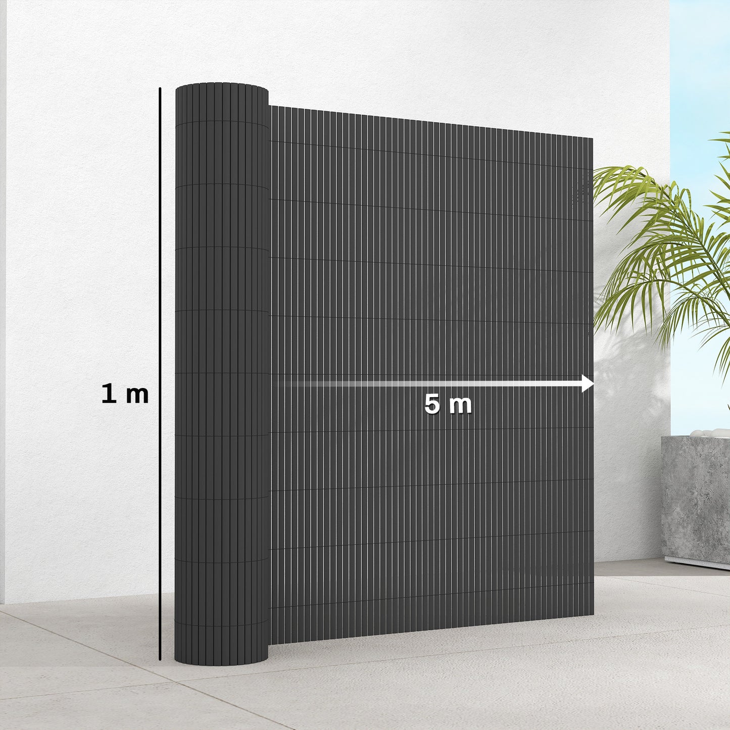 2Pcs Plastic Privacy Screening Fence, 1x5 m Windbreak Fence Grey