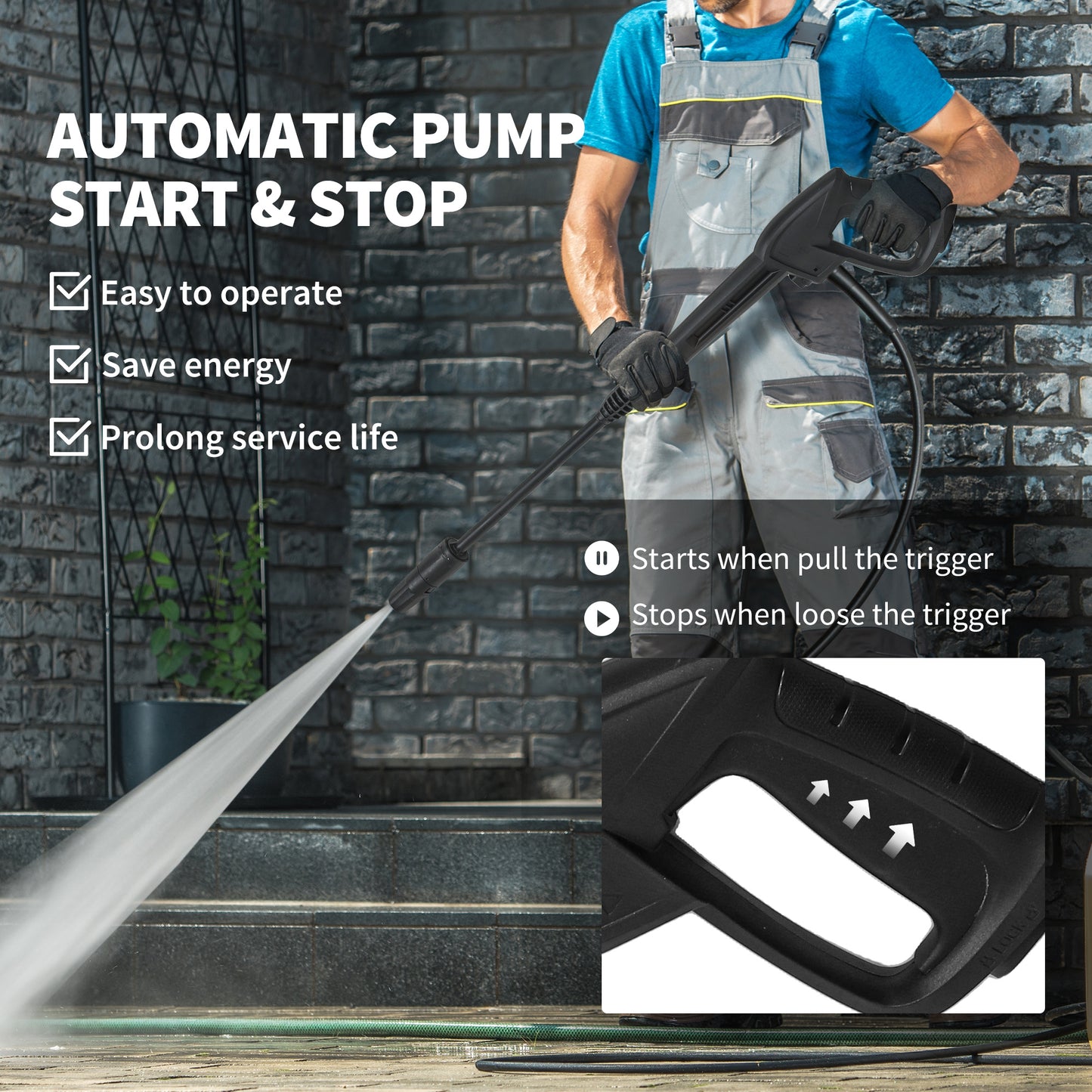2200W Power Washer 170 Bar Pressure with Adjustable Nozzle