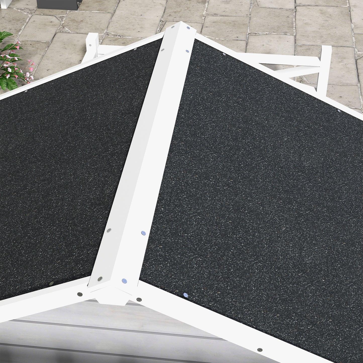 Wooden Dog House w/ Porch, Water-resistant Roof, for S M Dogs, Grey