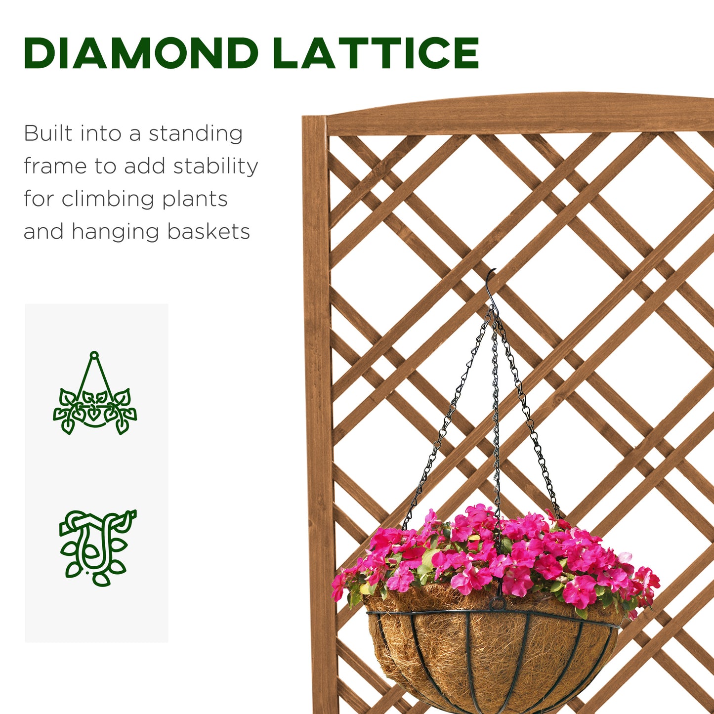 Wooden Planter with Trellis, Raised Bed for Garden, Brown