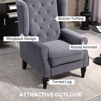 Accent Armchair Home Furniture Retro Tufted Club Fabric Charcoal Grey