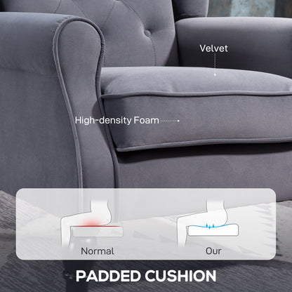 Accent Armchair Home Furniture Retro Tufted Club Fabric Charcoal Grey