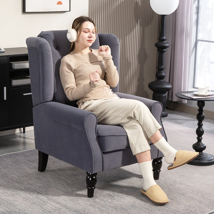 Accent Armchair Home Furniture Retro Tufted Club Fabric Charcoal Grey