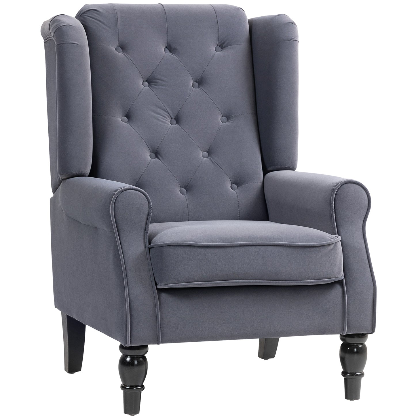 Accent Armchair Home Furniture Retro Tufted Club Fabric Charcoal Grey