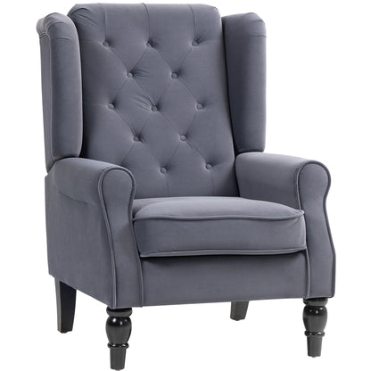 Accent Armchair Home Furniture Retro Tufted Club Fabric Charcoal Grey