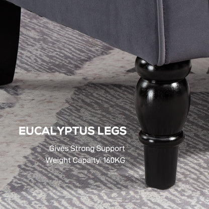 Accent Armchair Home Furniture Retro Tufted Club Fabric Charcoal Grey