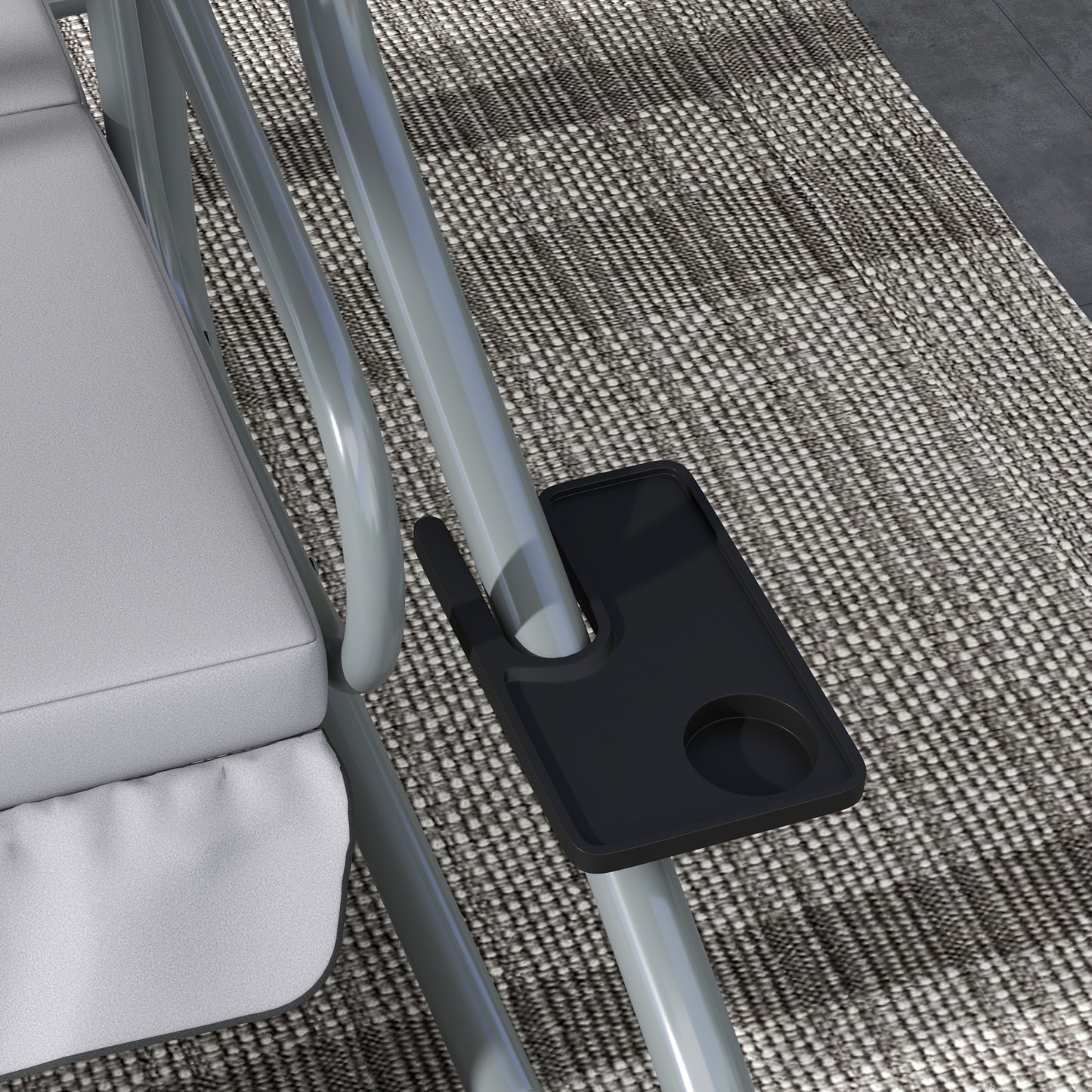 2-in-1 Garden Swing Chair for 3 Person w/ Adjustable Canopy, Grey