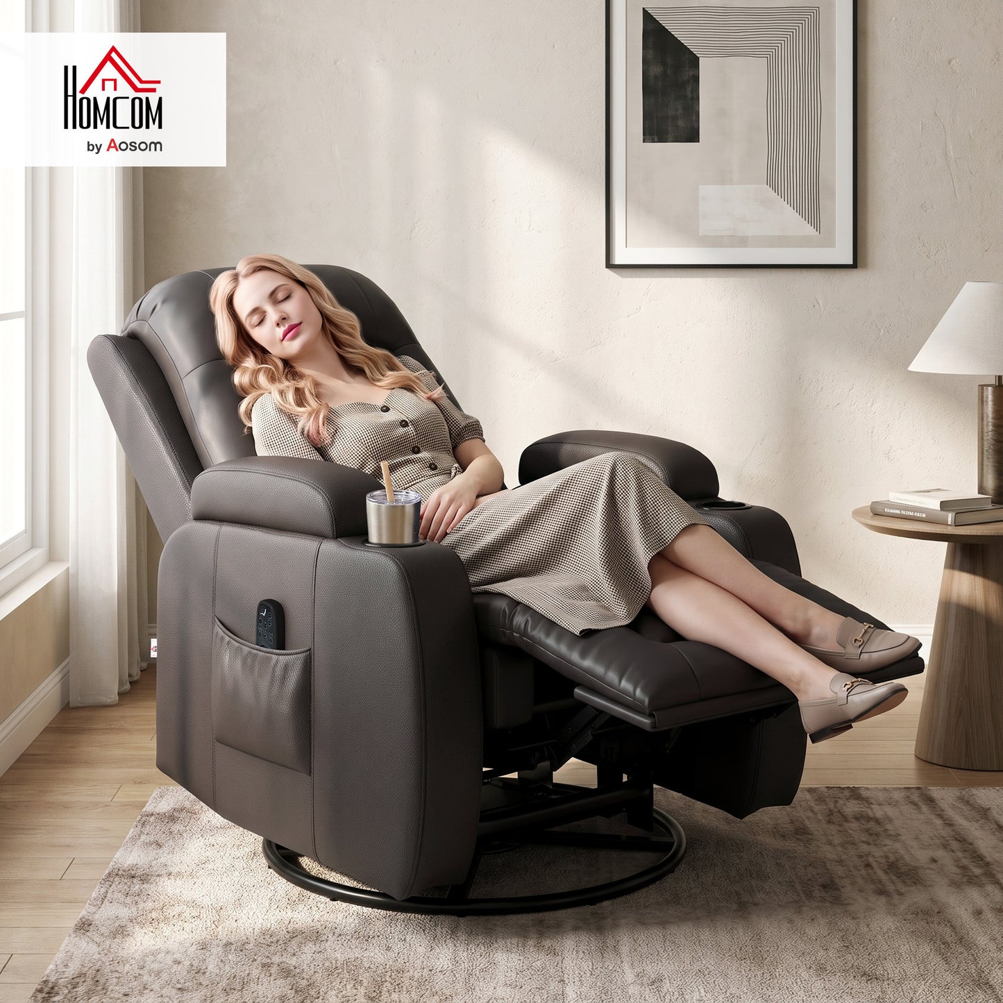 Massage Recliner Chair with 8 Vibration & Heat, Dark Brown