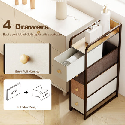 4-Drawer Storage Organiser Unit with Steel Frame, Mixed-Brown