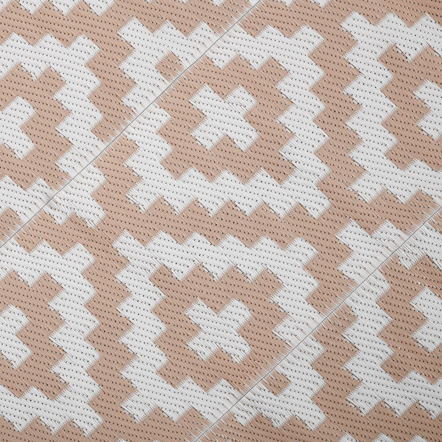 274 x 182 cm Reversible Outdoor RV Rug Floor Mat, Coffee and White