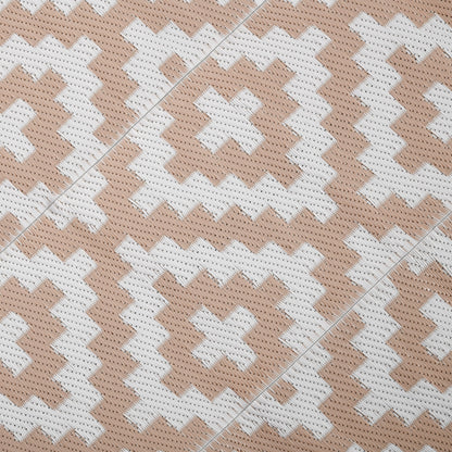 274 x 182 cm Reversible Outdoor RV Rug Floor Mat, Coffee and White