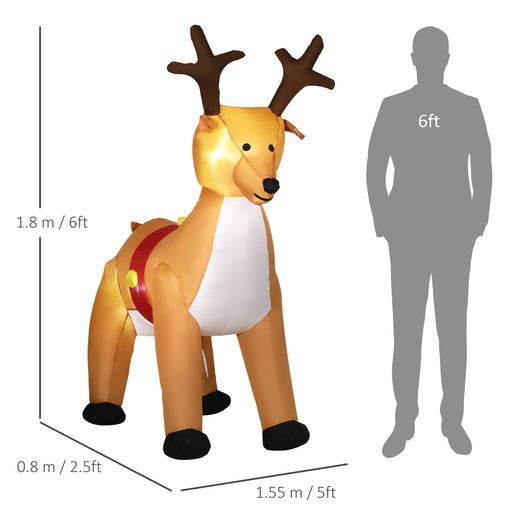 6ft Christmas Inflatable Reindeer Decoration Xmas Indoor Outdoor Lights