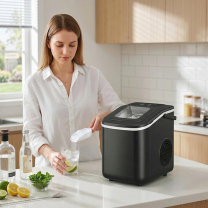 Countertop Ice Maker Machine Self-Cleaning 2 Sizes Black