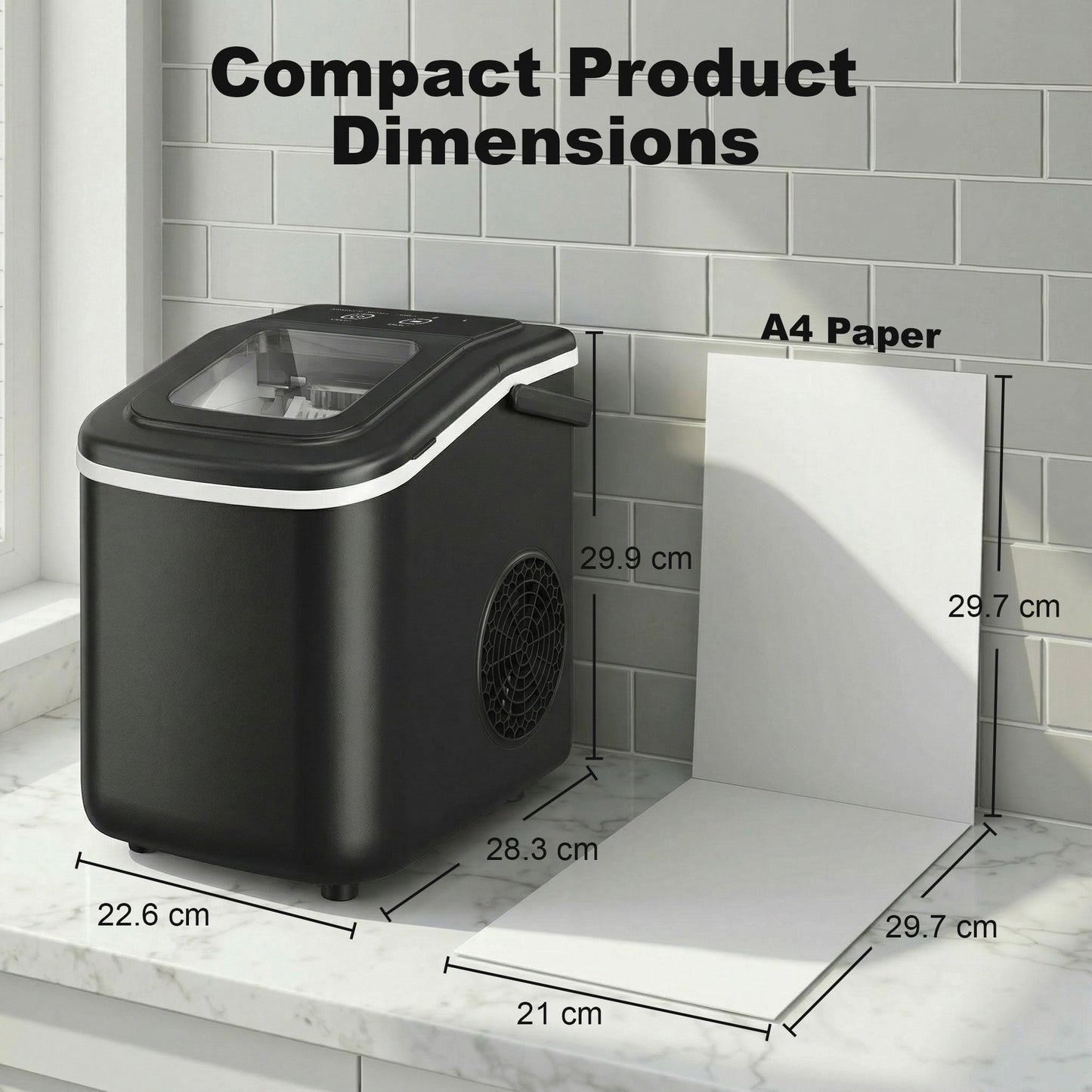 Countertop Ice Maker Machine Self-Cleaning 2 Sizes Black