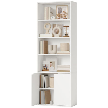 2 Door 4 Shelves Bookcase Wooden Storage Cabinet Display Unit White