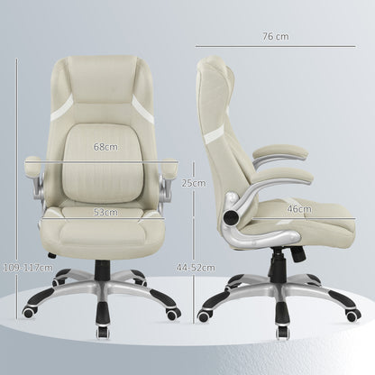 Vinsetto Fabric Office Desk Chair w/ Adjustable Height Tilt Function Beige