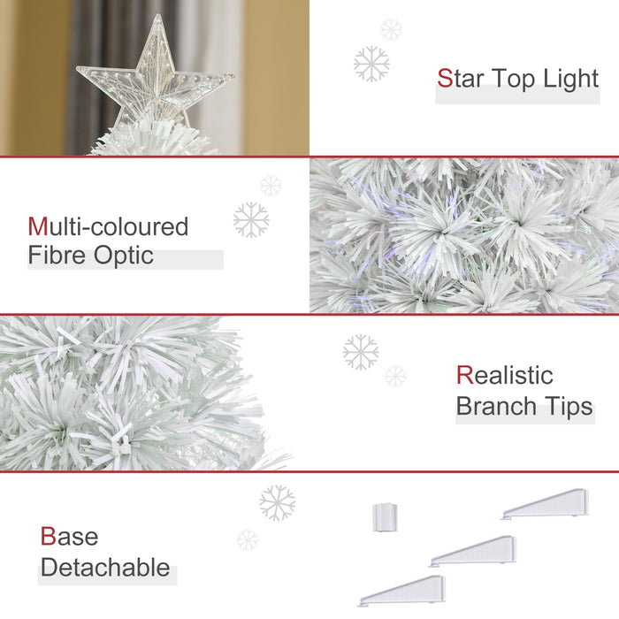 2.5FT Prelit Artificial Tabletop Christmas Tree with Fibre Optics Holiday Home Xmas Decoration for Table and Desk, White