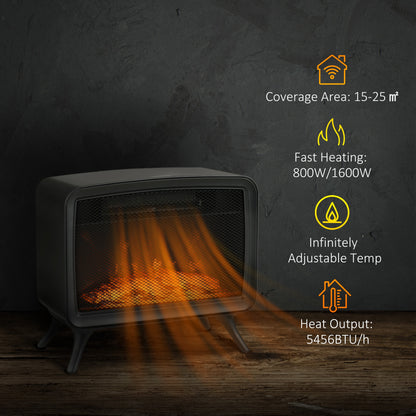 Freestanding or Tabletop Electric Fireplace, Stove Heater, 800W/1600W