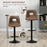 Set of 2 Bar stools With Backs,retro-look , faux leather, Adjustable Breakfast Dining Stools with Backrest, Footrest, Brown