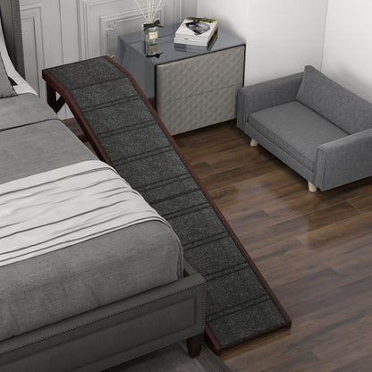 Pet Ramp for Dogs Cats Non-Slip Carpet Top Platform - Brown & Grey
