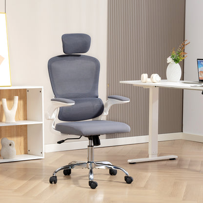High Back Mesh Computer Desk Chair with Lumbar Support, Charcoal Grey