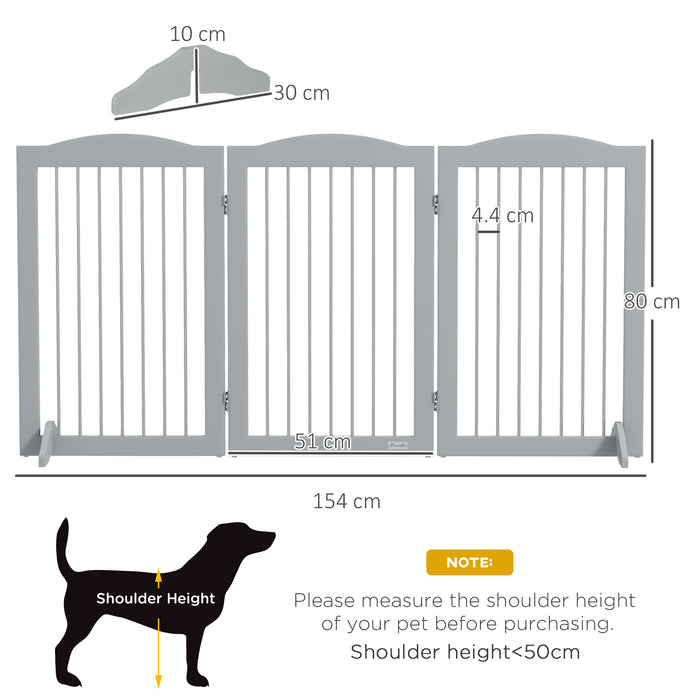 Foldable Dog Gate, Freestanding Pet Gate, with Two Support Feet, for Staircases, Hallways, Doorways - Grey