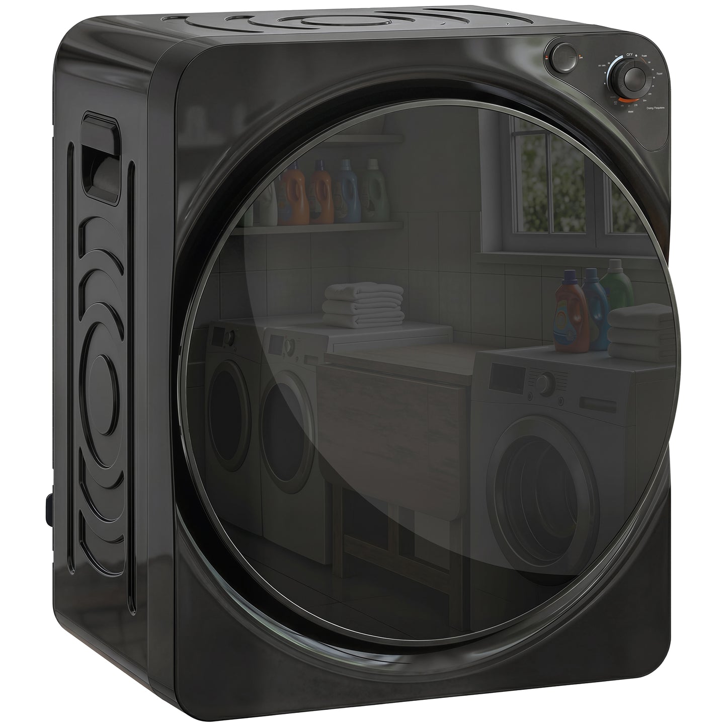 5kg Vented Tumble Dryer, 1000W Compact Tumble Dryer with 5 Drying Modes, Stainless Steel Tub, Freestanding Stackable Clothes Drying Machine, Black