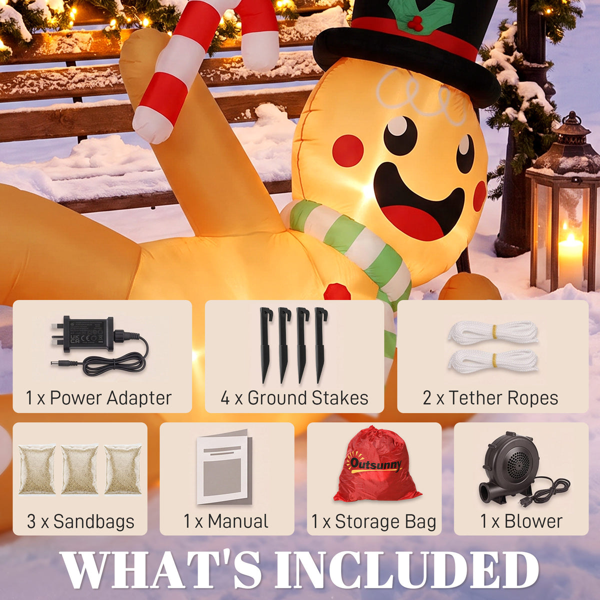 9.8ft Christmas Inflatable Gingerbread, Blow Up Christmas Decor