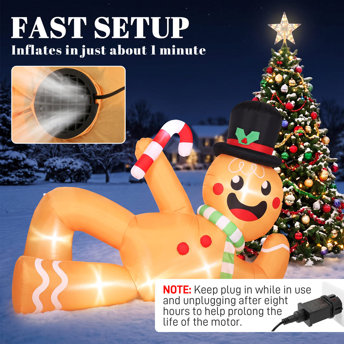 9.8ft Christmas Inflatable Gingerbread, Blow Up Christmas Decor