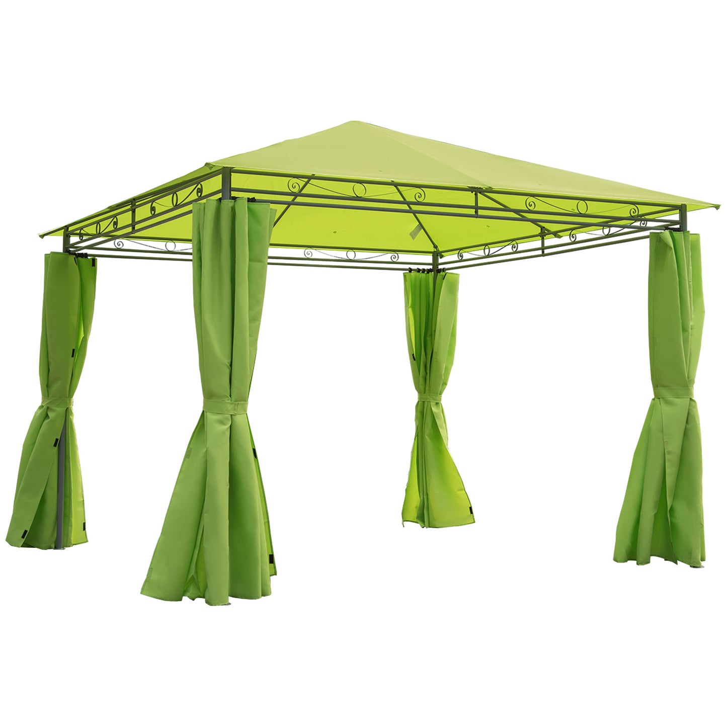 3m x3m Garden Metal Gazebo-Lemon Green