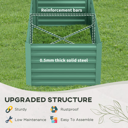 Galvanised Steel Outdoor Raised Bed w/ Reinforced Rod, Light Green