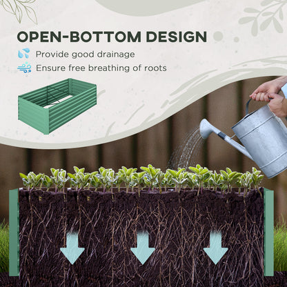 Galvanised Steel Outdoor Raised Bed w/ Reinforced Rod, Light Green